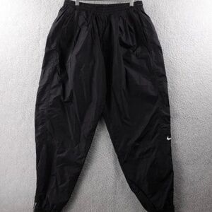 Vintage Nike Track Pants Black Swoosh Logo Zipper Side Men's XL